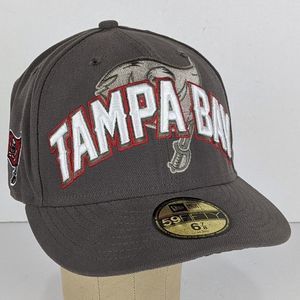 Tampa Bay Buccaneers New Era 59FIFTY Fitted Hat Size 6-7/8 Gray White Spellout